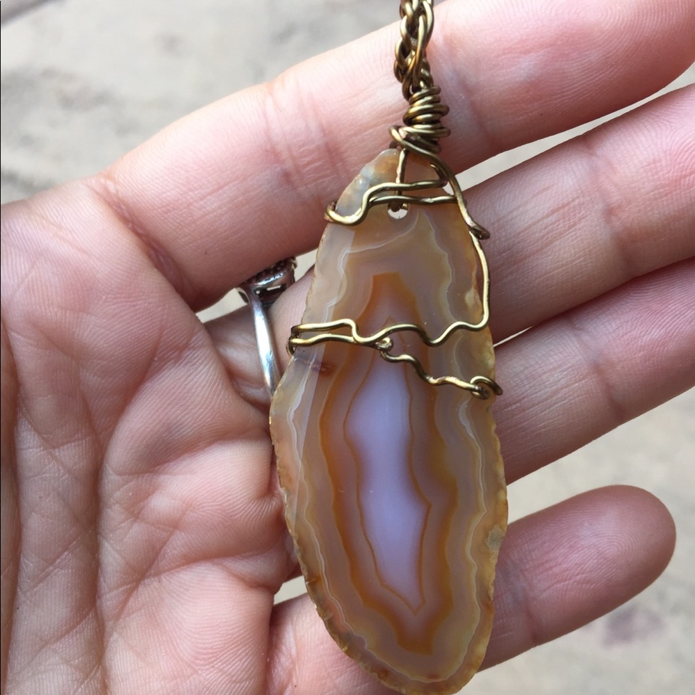 Natural agate slice necklace